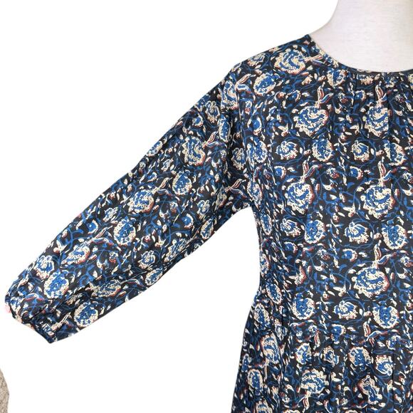 DRA Los Angeles NWOT Blue Black Floral Midi Fit & Flare Cotton Dress - Picture 9 of 13